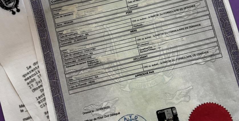 Image acte de naissance étranger