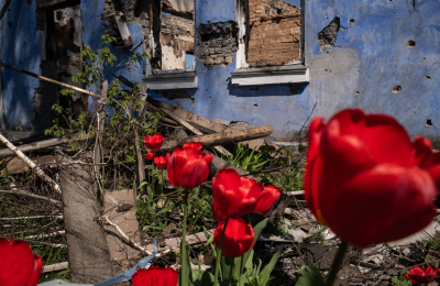 Photographie de Laurence Geai / MYOP  - Village ukrainien après un raid de l’armée russe (2023)